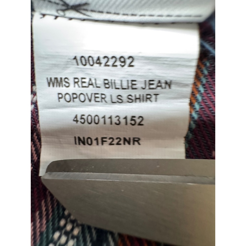 Ariat Real Billie Jean Popover Shirt Womens Medium Striped Flannel Western - Picture 4 of 7